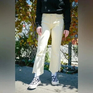 Etica Micki crop flare denim jeans‎ mellow yellow size 26